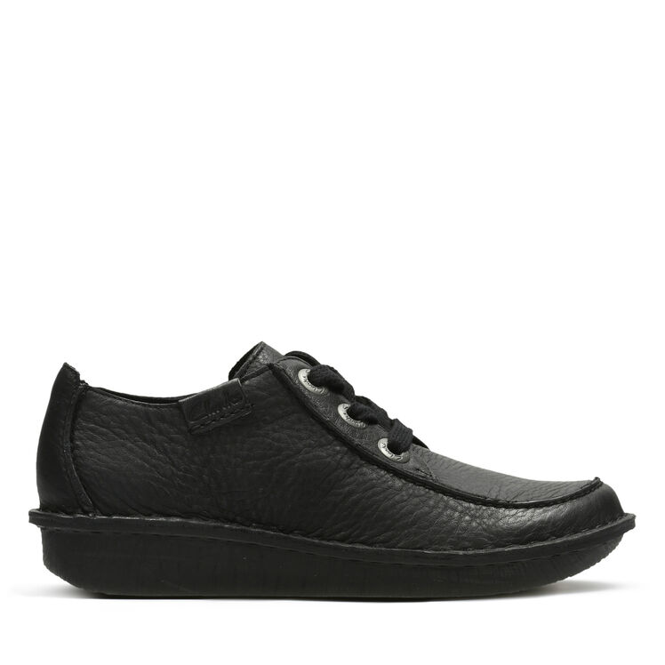 Morning porcelain linear  Women's Black Leather Flat Shoes - Funny Dream | Clarks