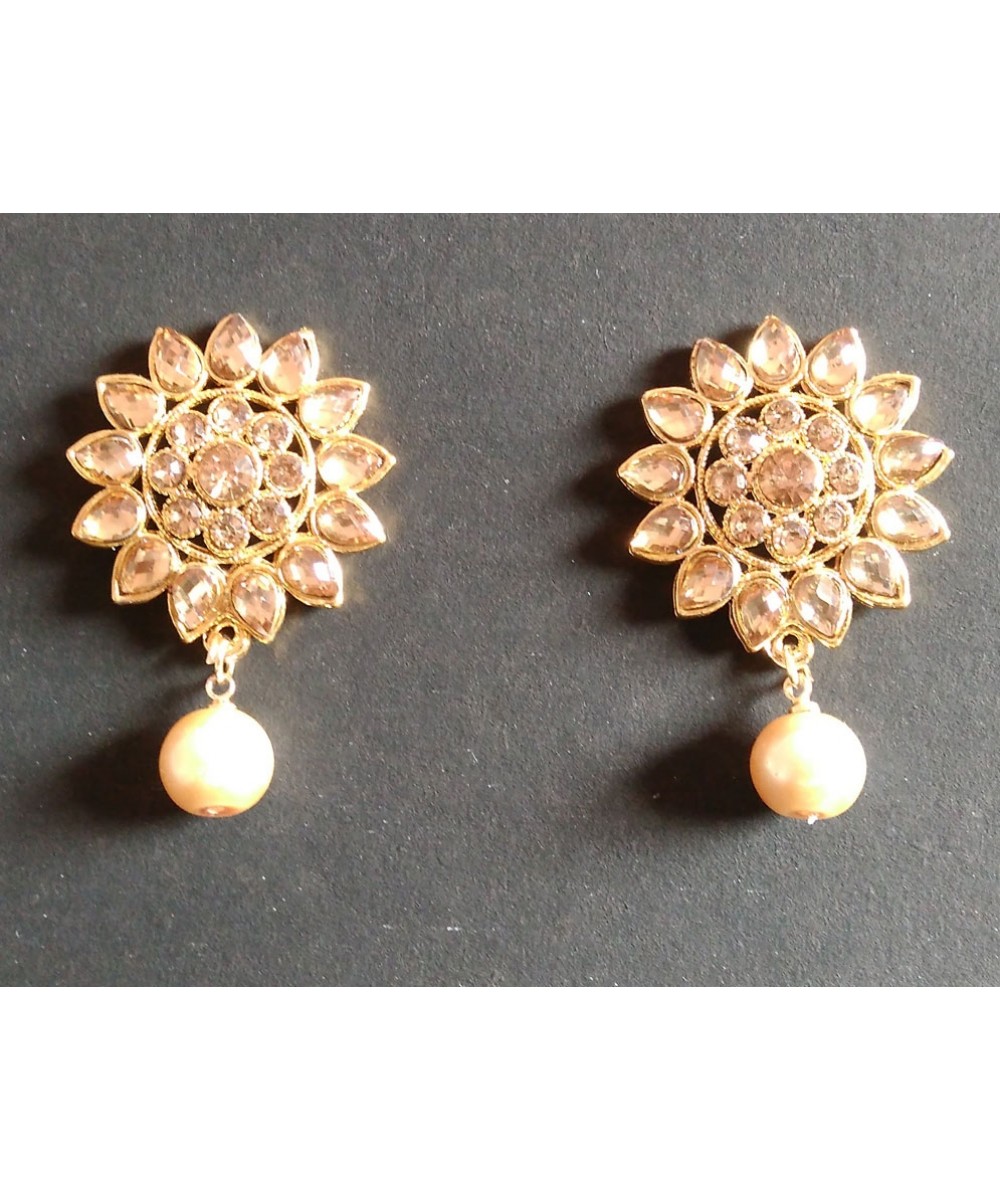 seaweed Colonel the study  Designer Indian Punjabi Flower Earrings Golden Colour Online Shopping